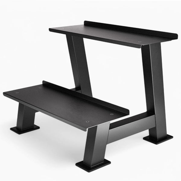 Two-tier kettlebell storage rack