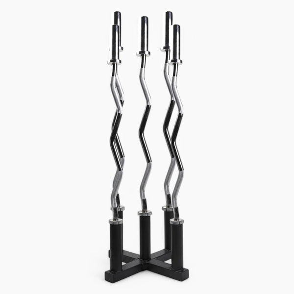 Bars stored vertically in a floor stand