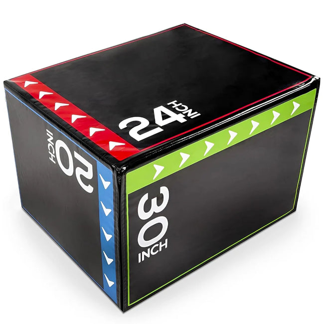 Soft plyometric jump box with height markings