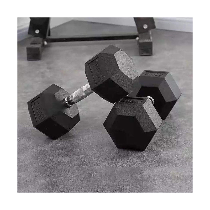 Hex Dumbbells Pair – Rubber-Coated Cast Iron – 2.5kg to 50kg – Premium Gym Weights