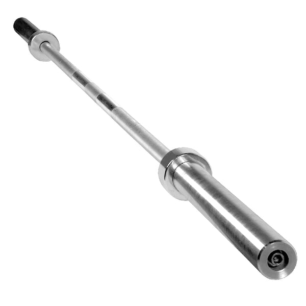 Olympic barbell shown lengthways