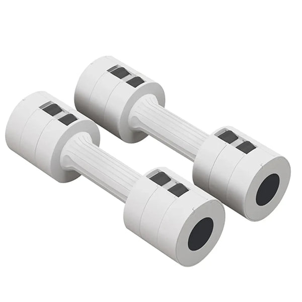 Pair of light-coloured adjustable dumbbells
