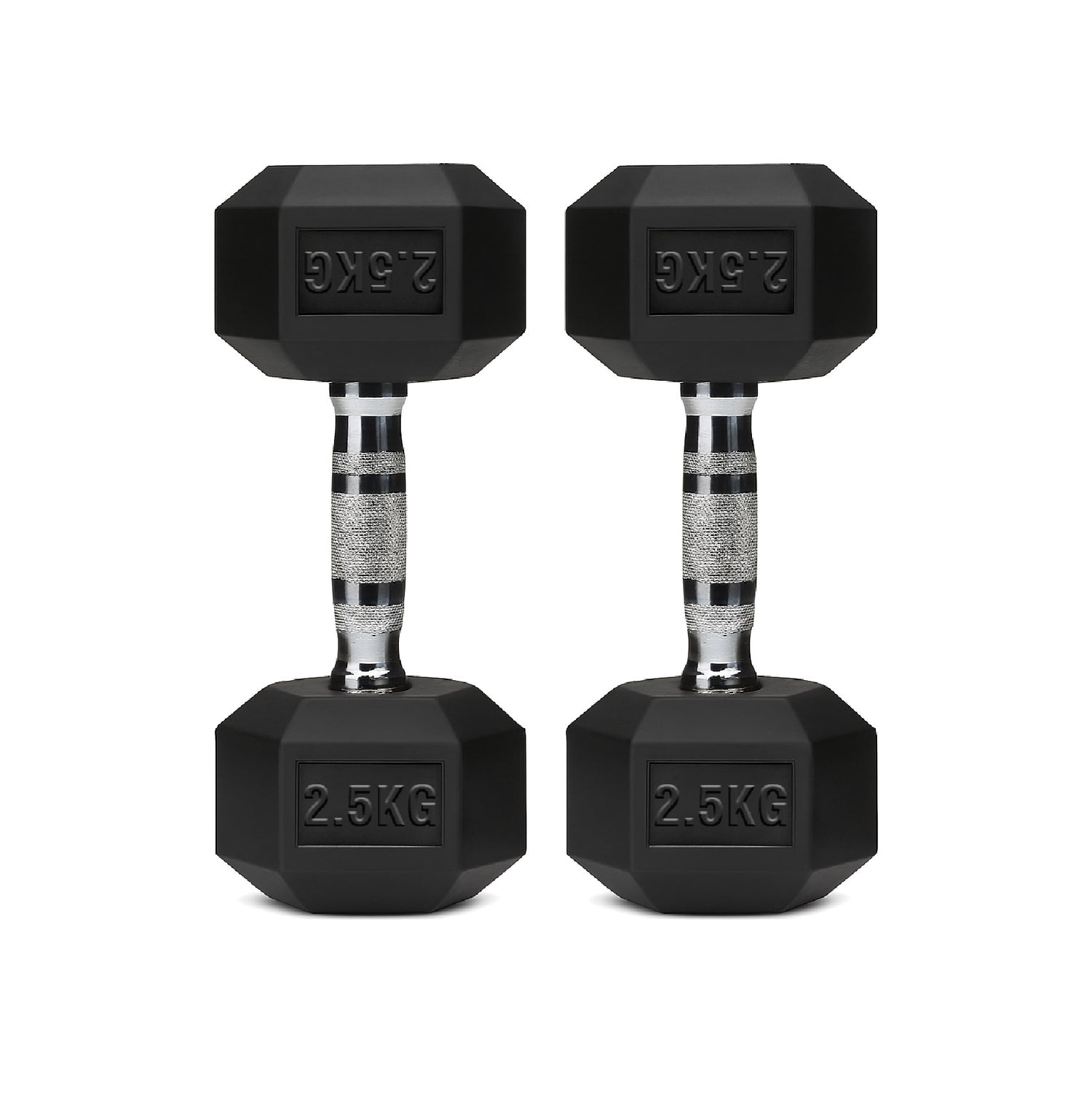 Hex Dumbbells Pair – Rubber-Coated Cast Iron – 2.5kg to 60kg – Premium Gym Weights