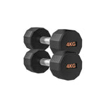 Hex Dumbbells Pairs & Sets (2kg–12kg) – Rubber Coated, Anti-Roll, With & Without Rack for Home Gym
