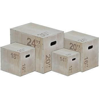 Wooden plyometric jump boxes in assorted sizes