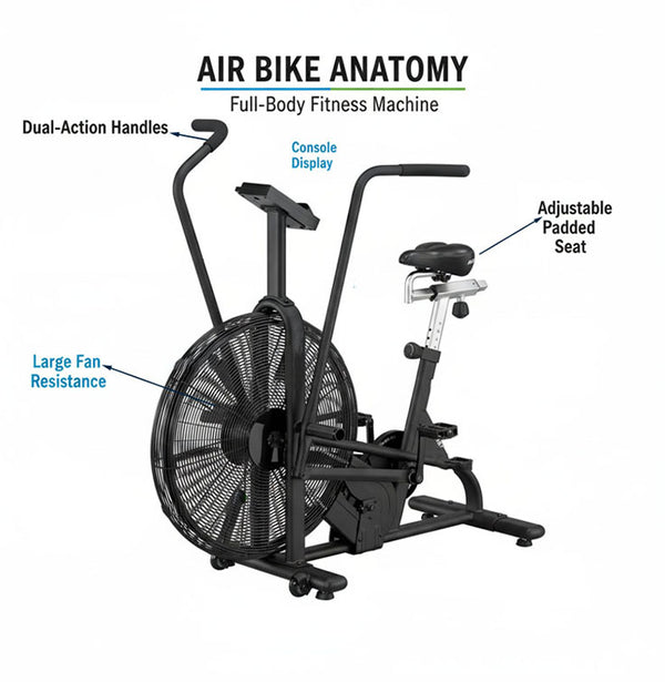 Air exercise bike feature diagram