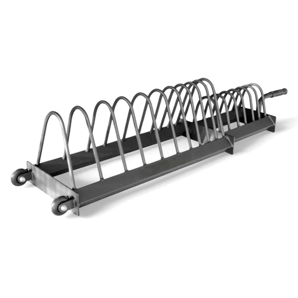 Empty horizontal weight plate rack