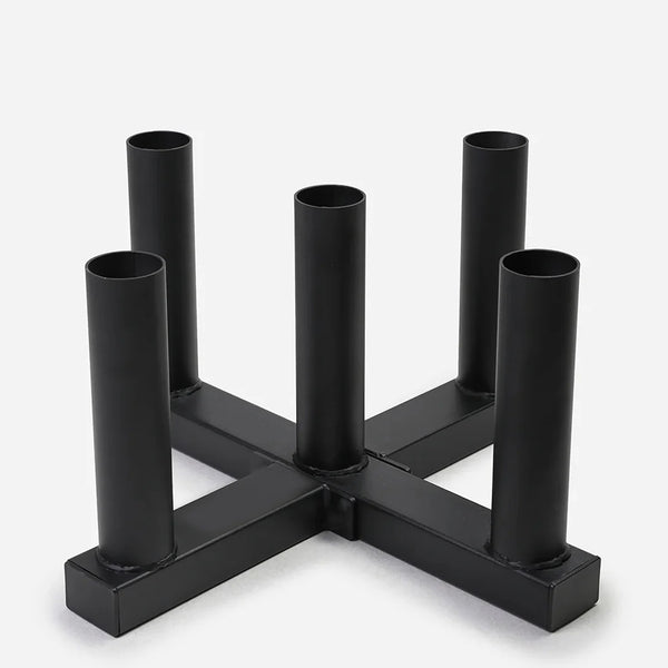 Empty vertical barbell storage stand