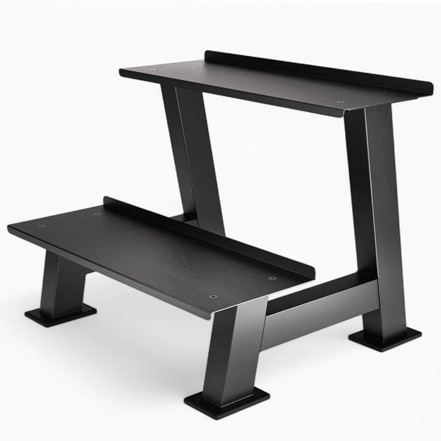 Two-tier kettlebell storage rack