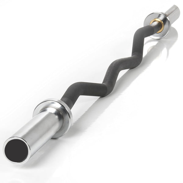 Close-up of the angled grip on an EZ curl bar