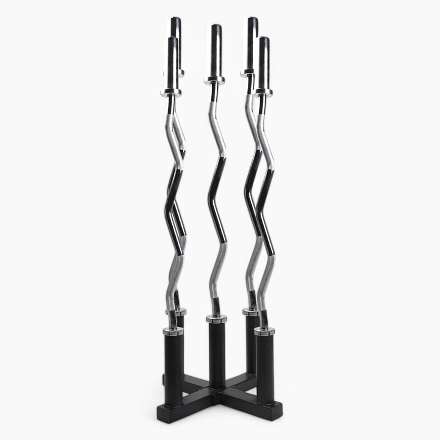 Bars stored vertically in a floor stand