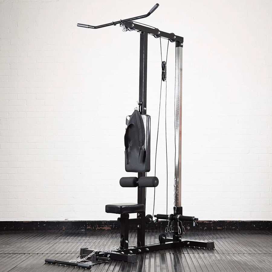 Cable training machine with seat and weight-loading system