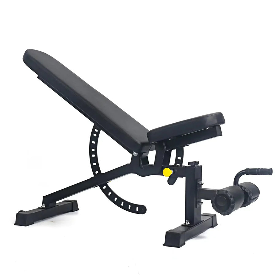 Adjustable weight bench with leg rollers