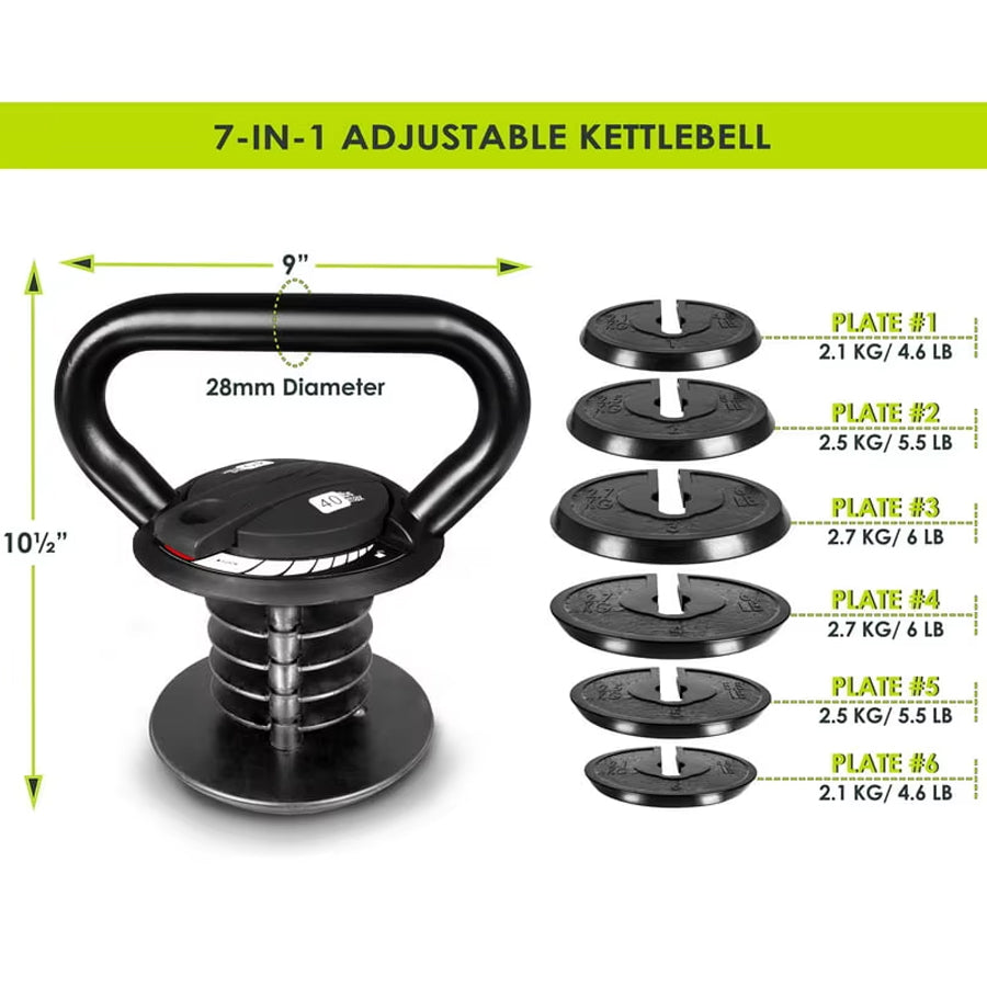 Adjustable kettlebell with its component plates