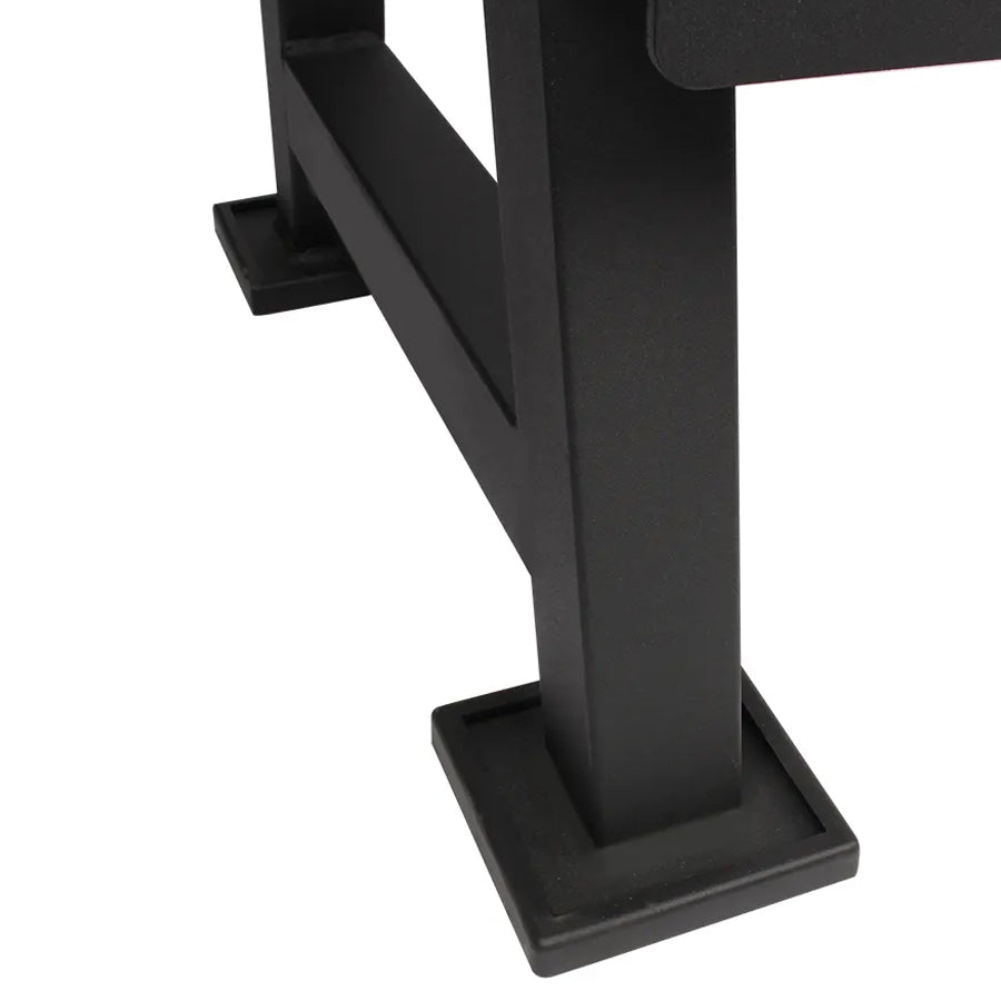 Close-up of the frame on a kettlebell rack