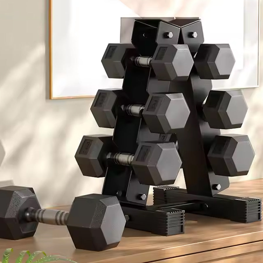 Dumbbell tree rack in a room