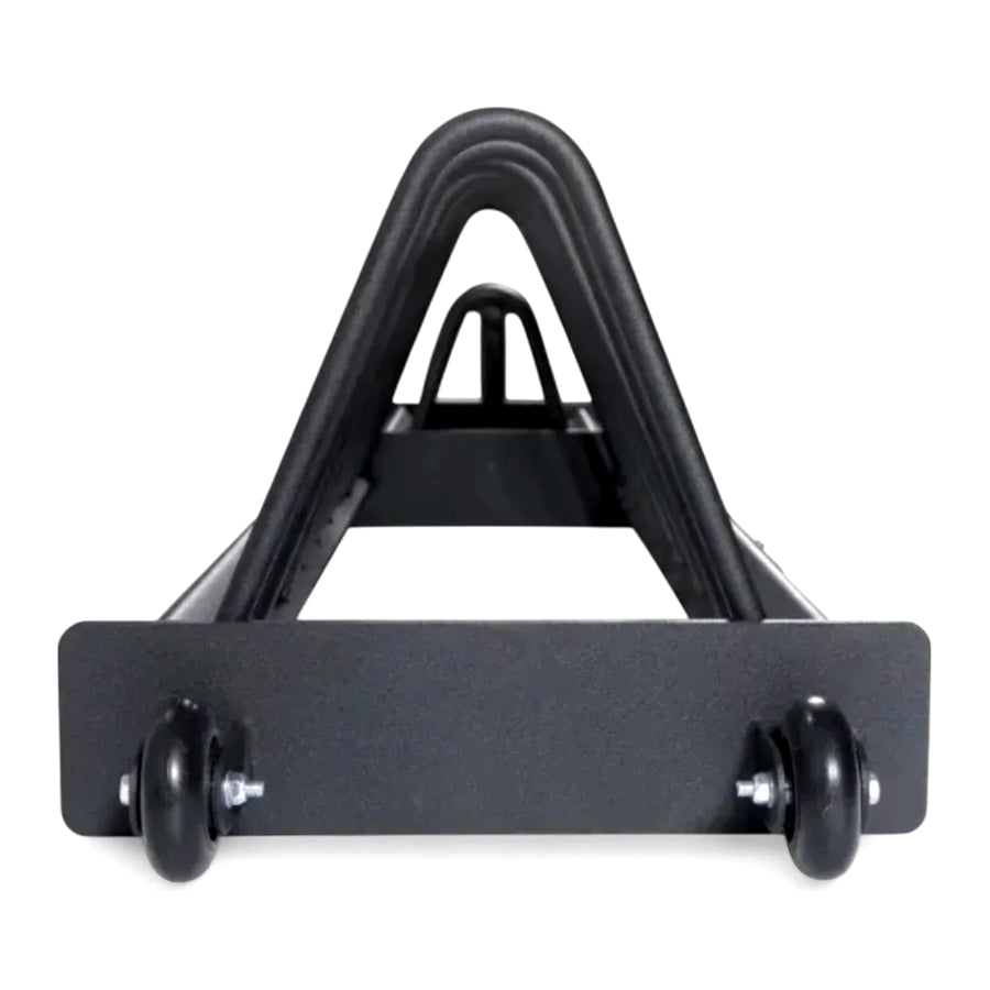 End view of a horizontal plate rack
