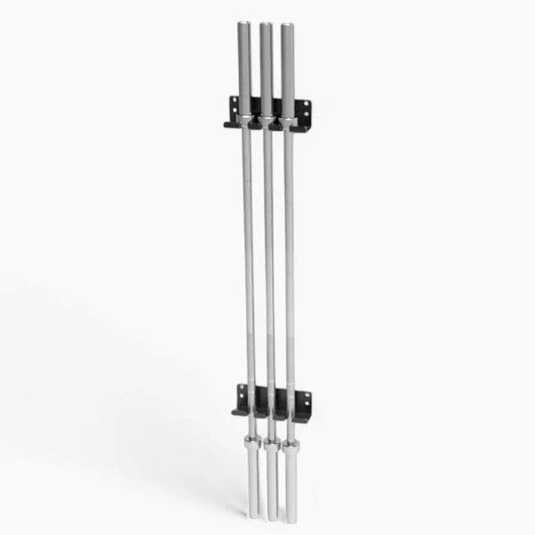 Bars held vertically by wall storage brackets