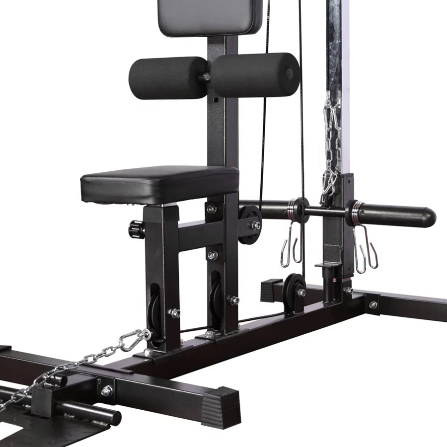 Cable training machine with seat and weight-loading system