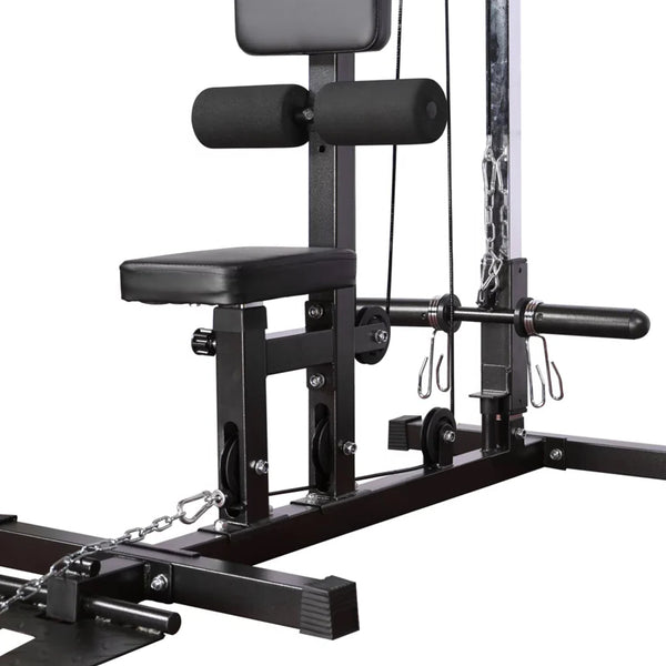 Cable training machine with seat and weight-loading system