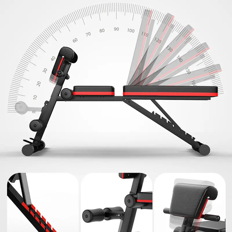 Weight bench shown in multiple backrest positions