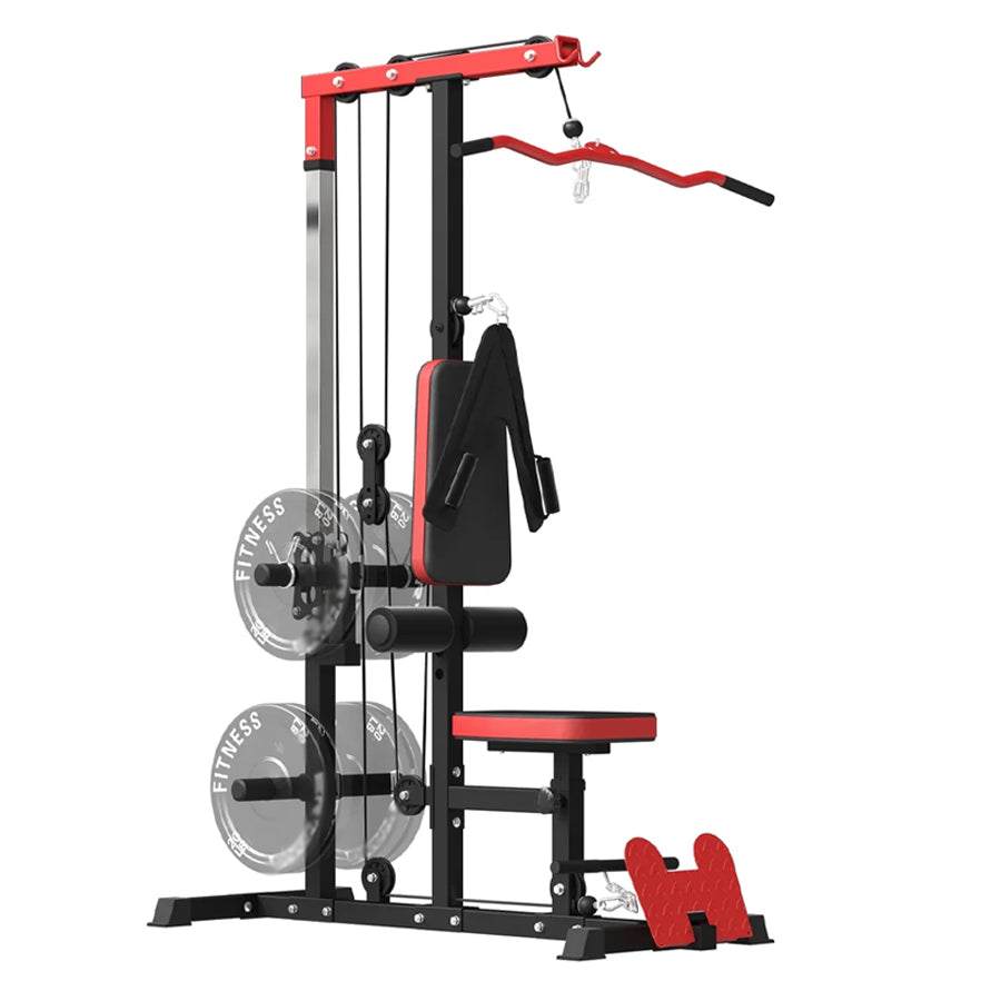 Cable training machine with seat and weight-loading system