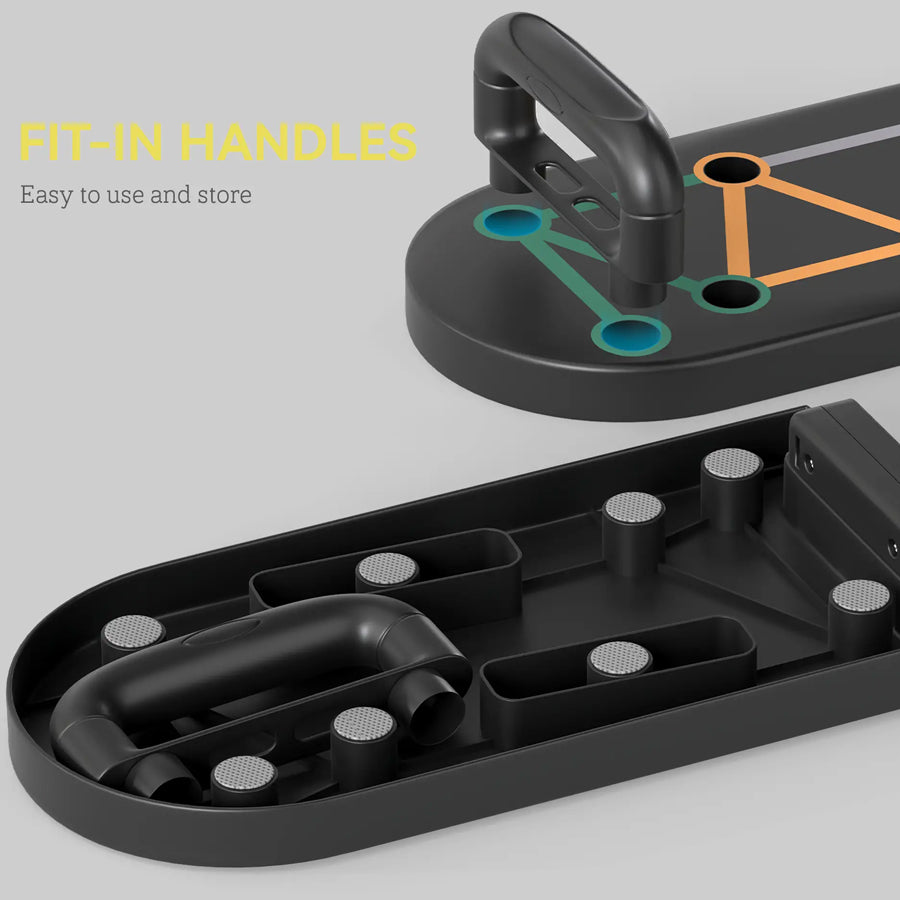 Foldable push-up board with removable handles