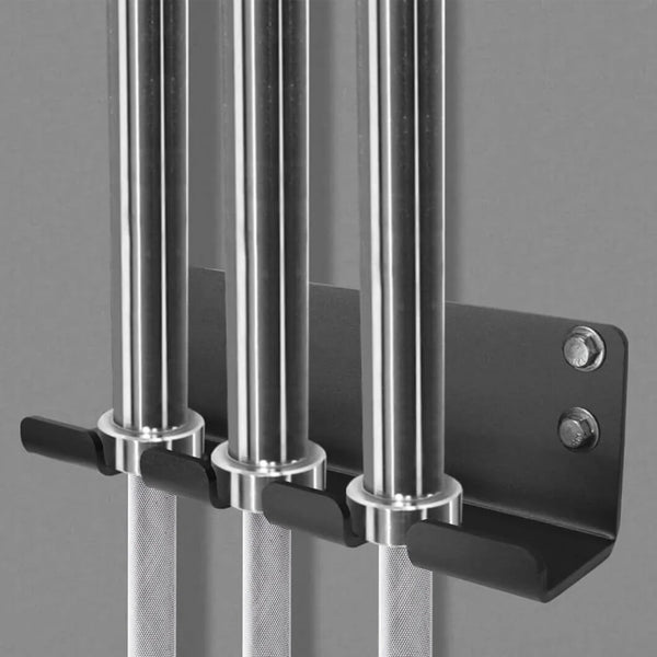 Bars held vertically by wall storage brackets