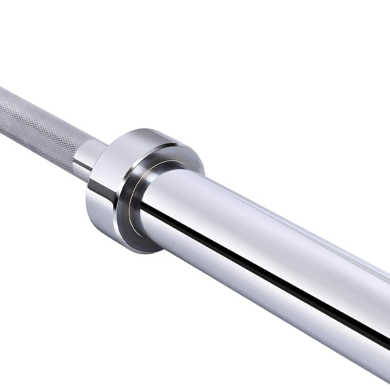 Close-up of an Olympic barbell sleeve