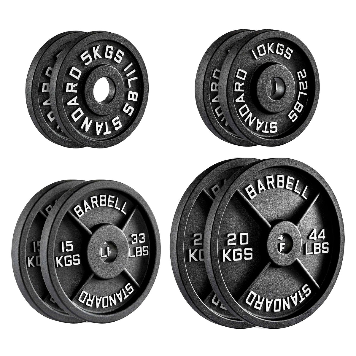 Set of cast iron weight plates