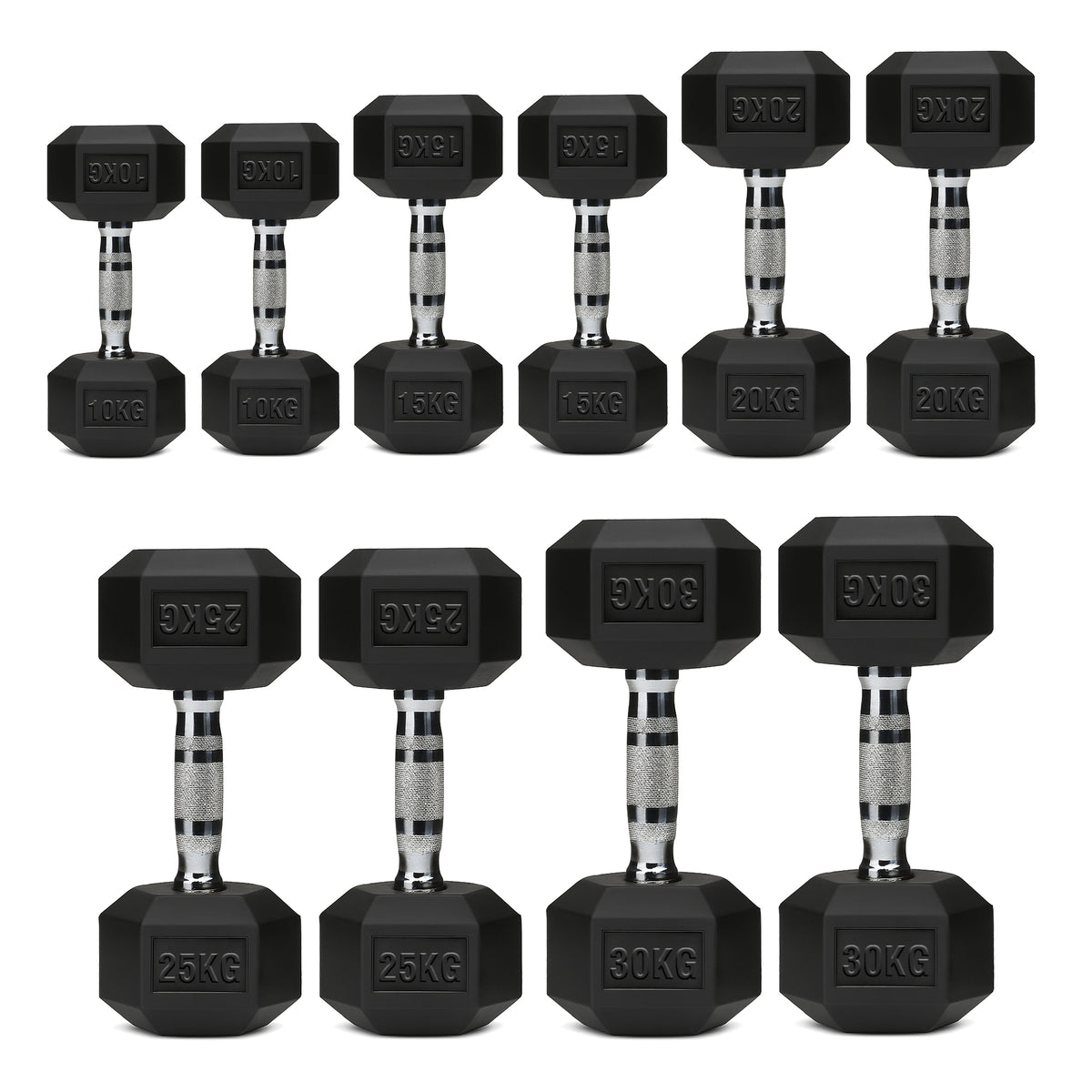 Set of hex dumbbell pairs