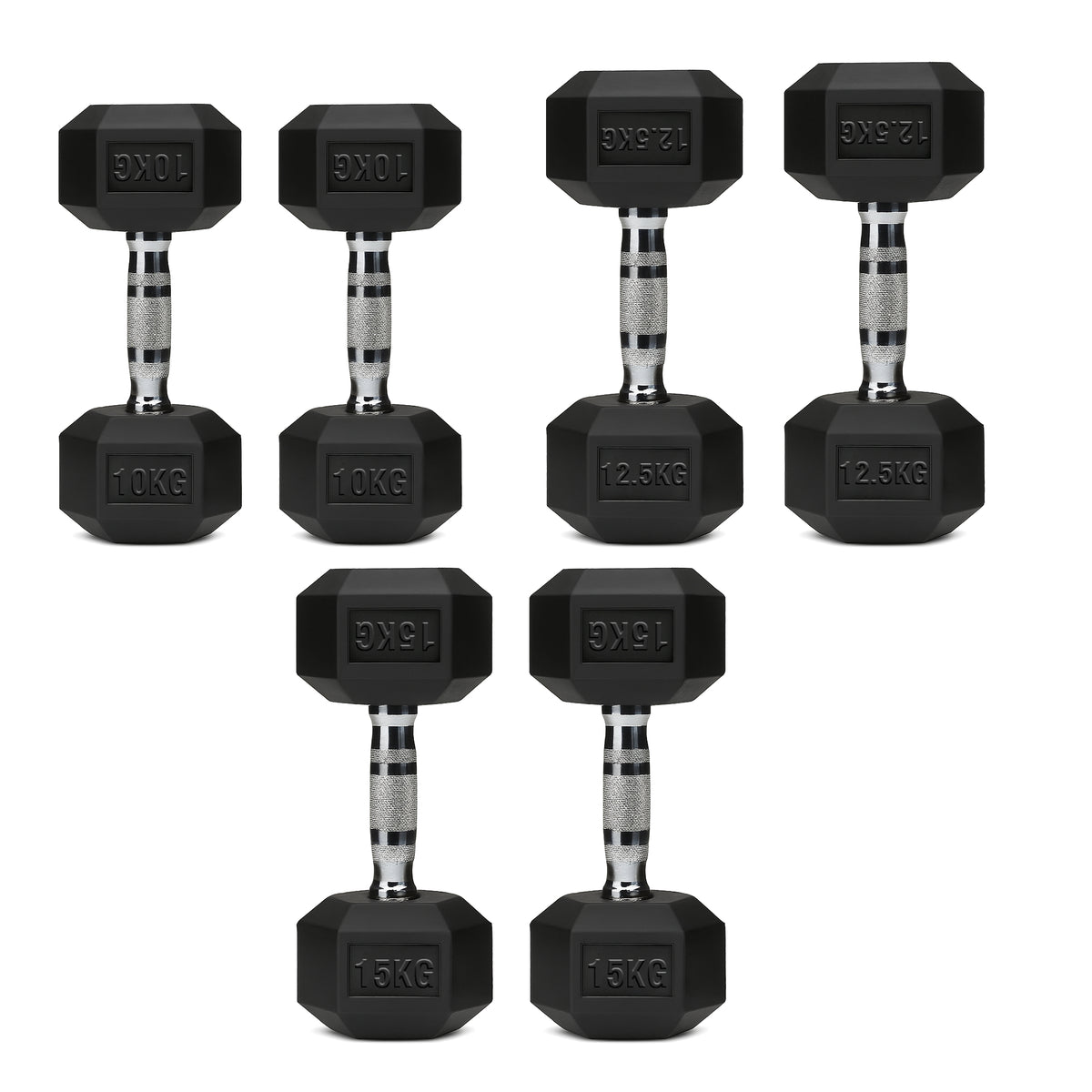 Set of hex dumbbell pairs