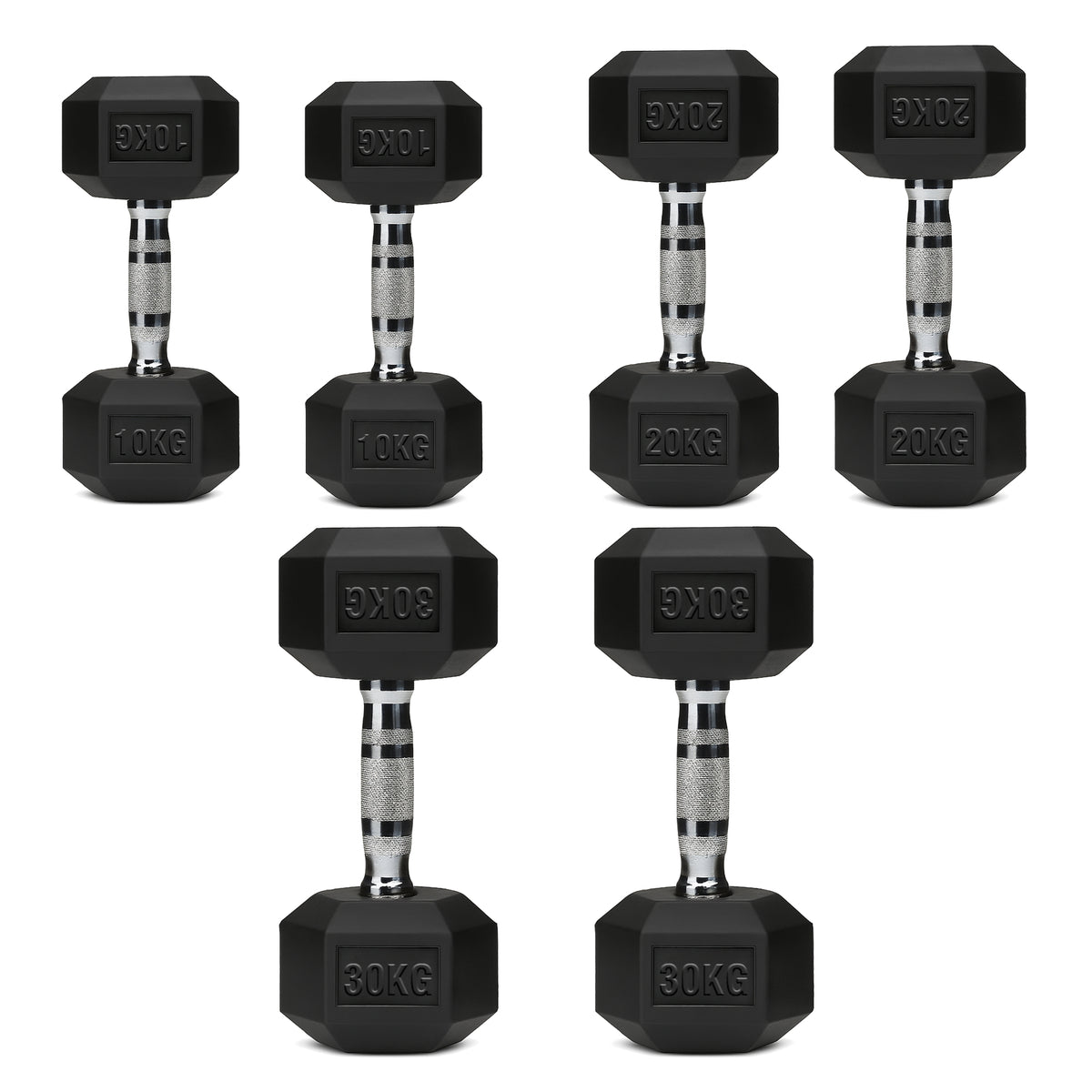 Set of hex dumbbell pairs