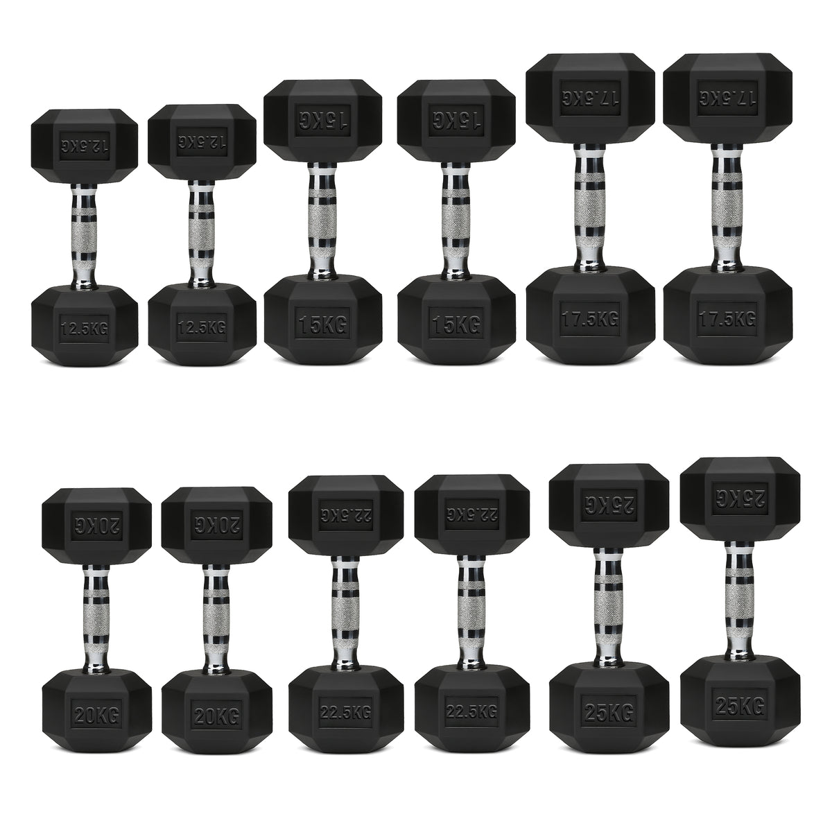 Set of hex dumbbell pairs
