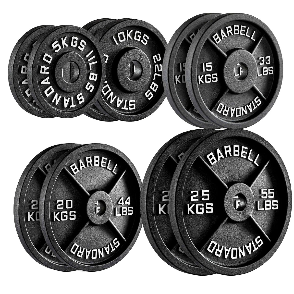 Set of cast iron weight plates