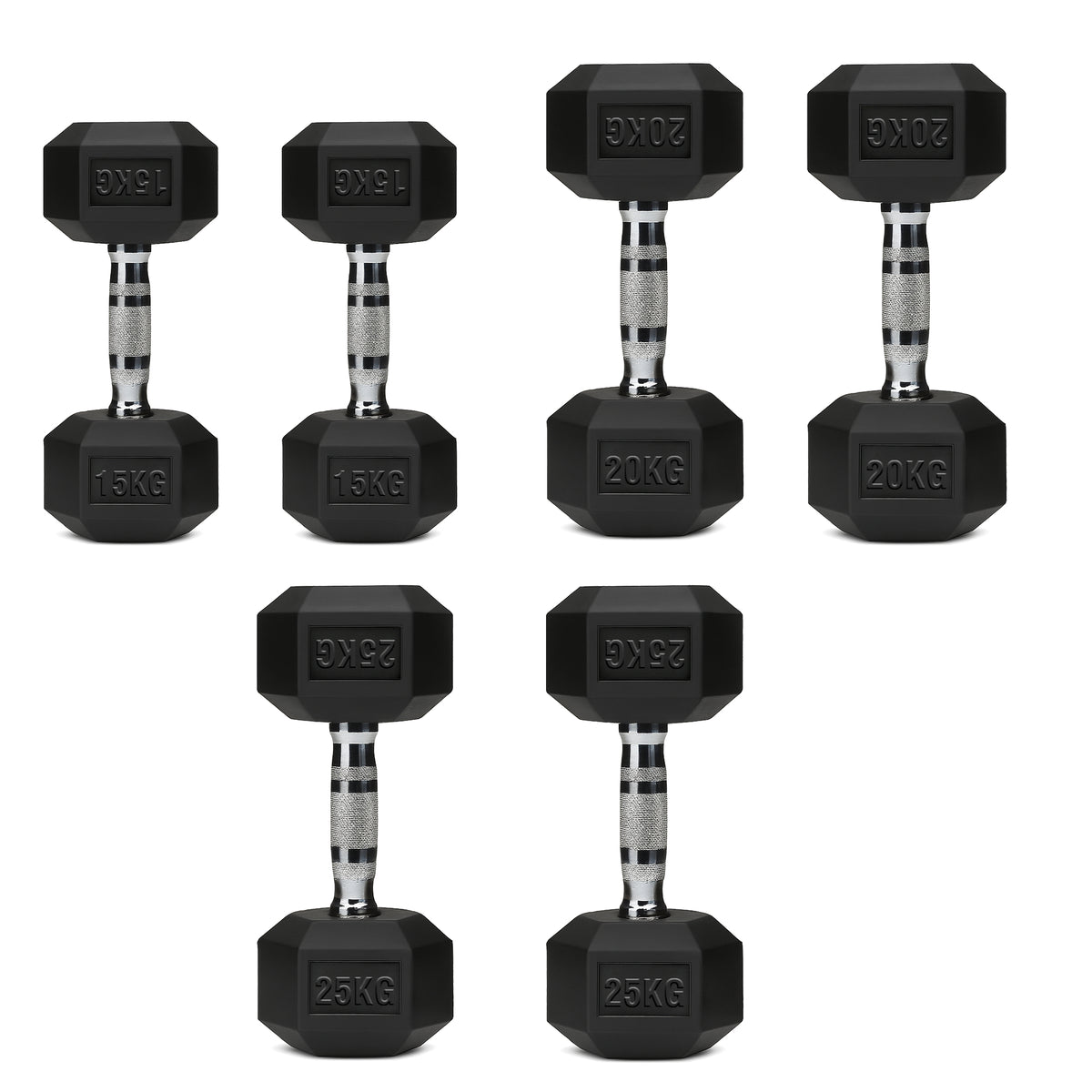 Set of hex dumbbell pairs
