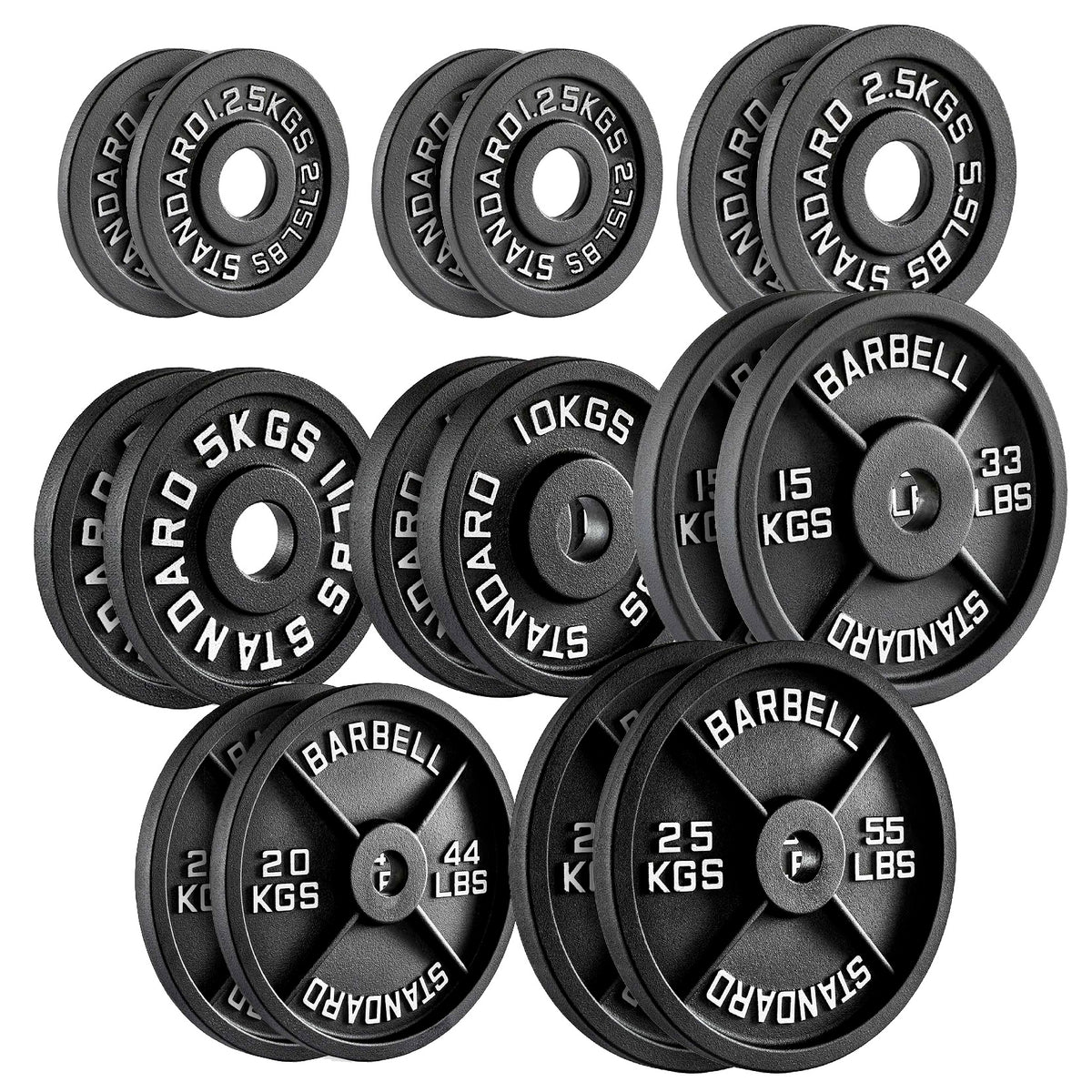 Set of cast iron weight plates