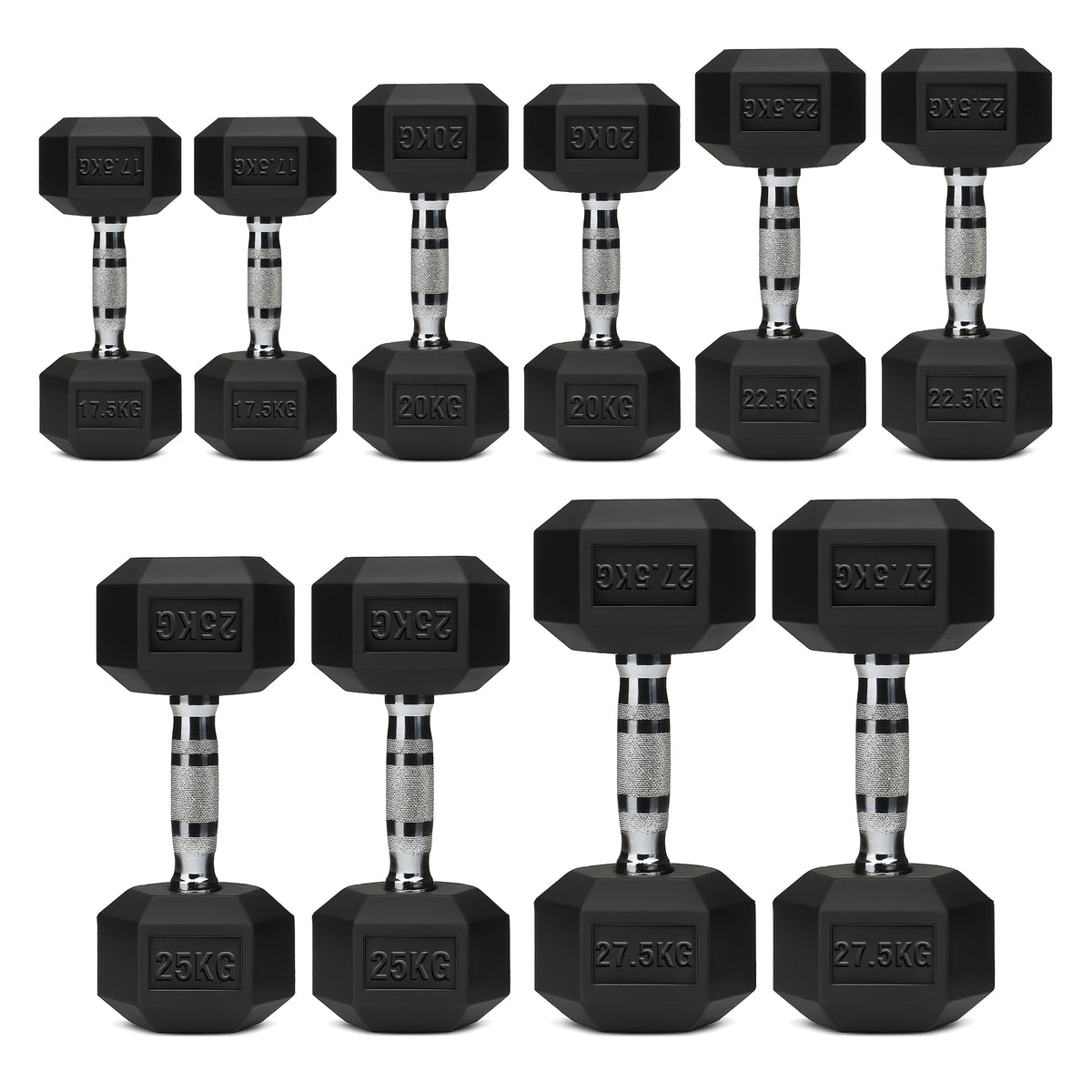 Set of hex dumbbell pairs
