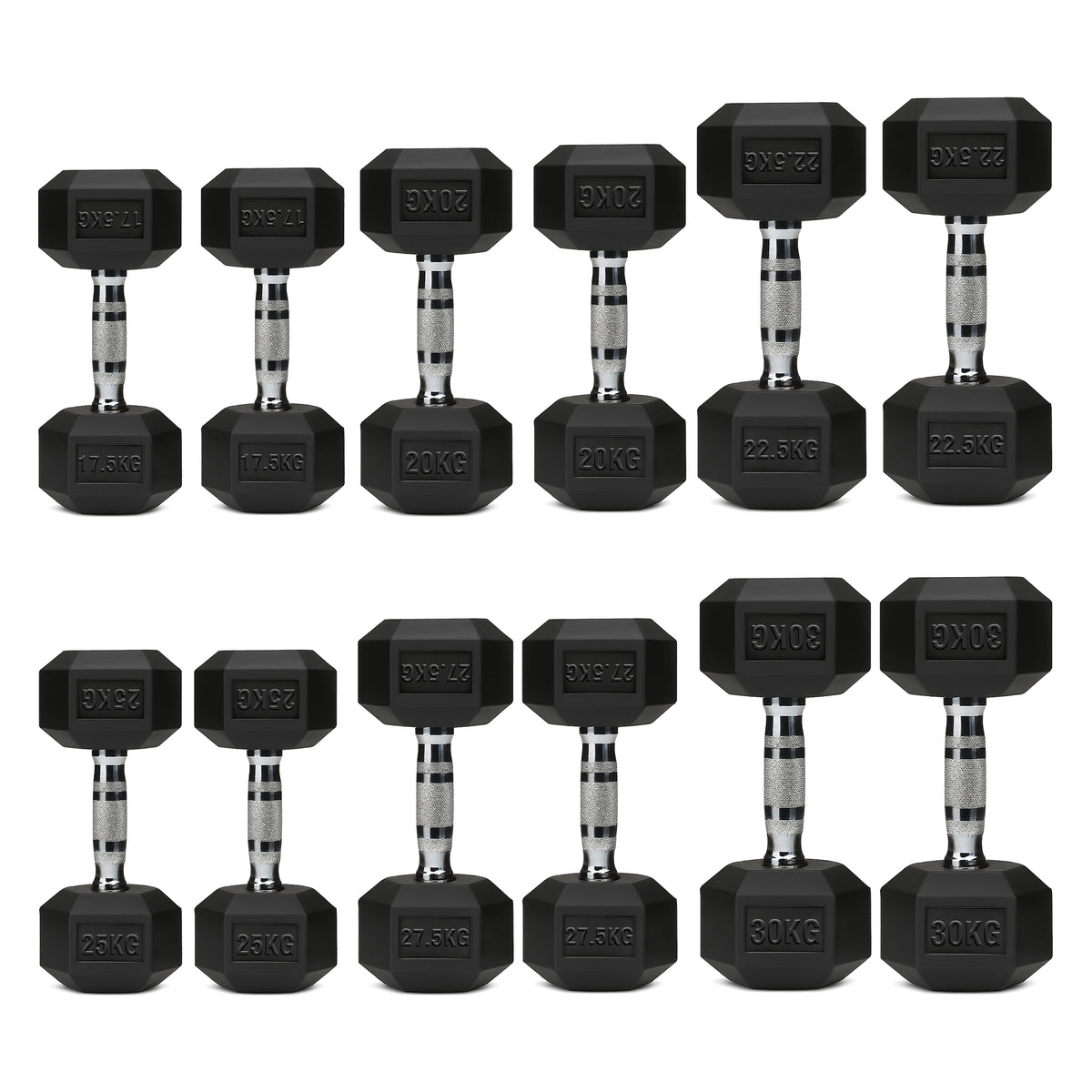 Set of hex dumbbell pairs