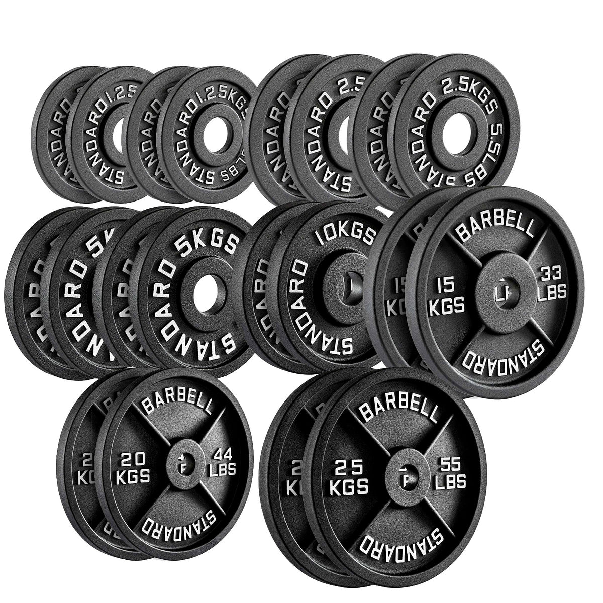 Set of cast iron weight plates