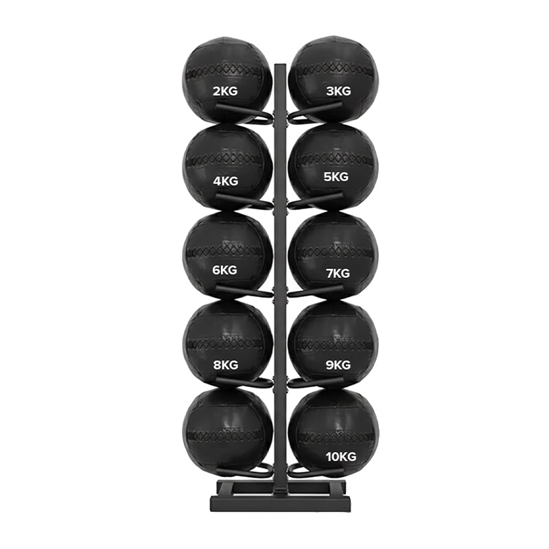 Wall ball set on a storage rack