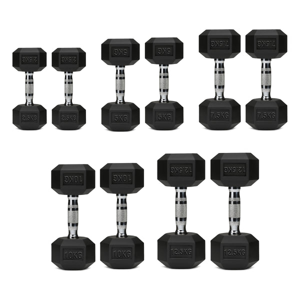 Set of hex dumbbell pairs