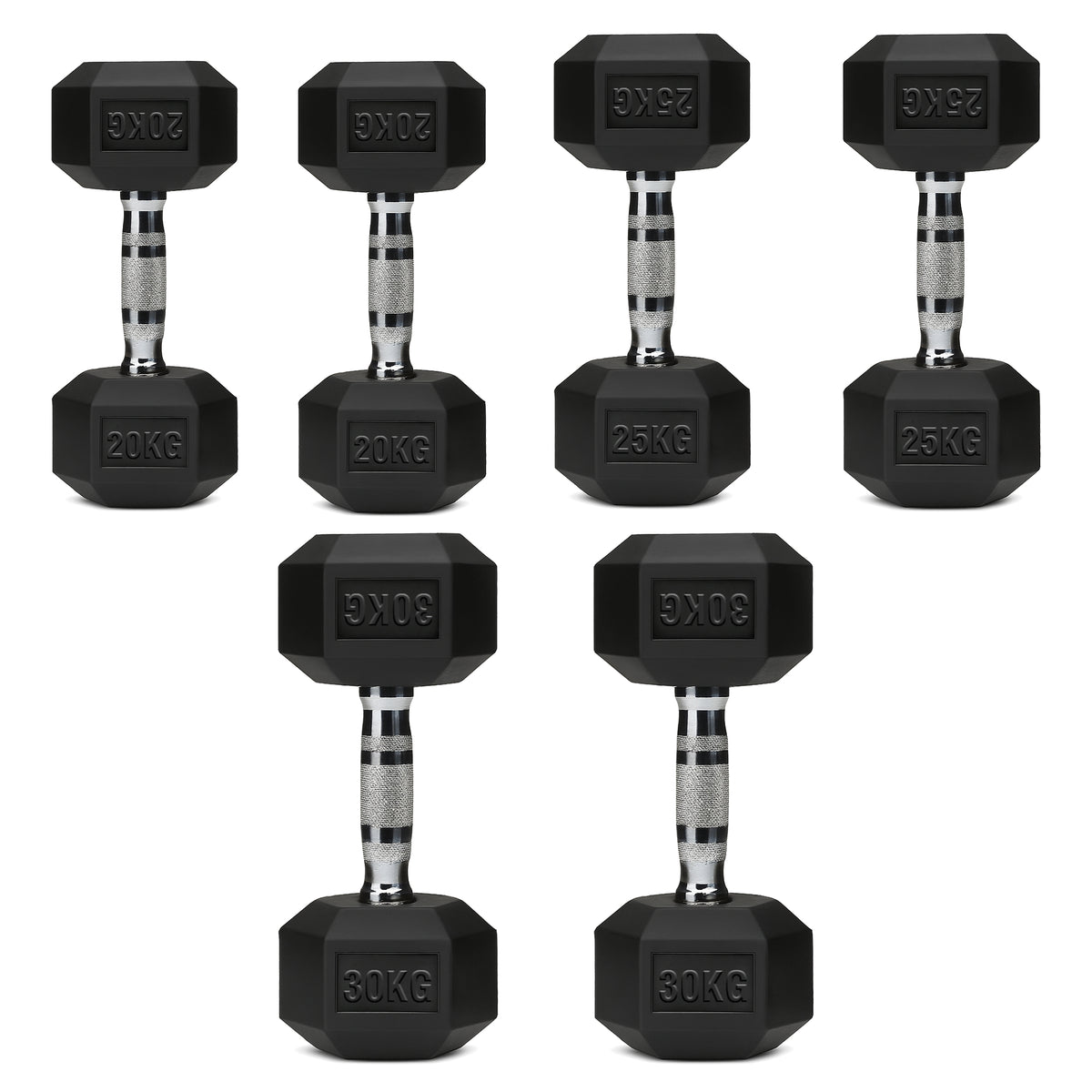 Set of hex dumbbell pairs