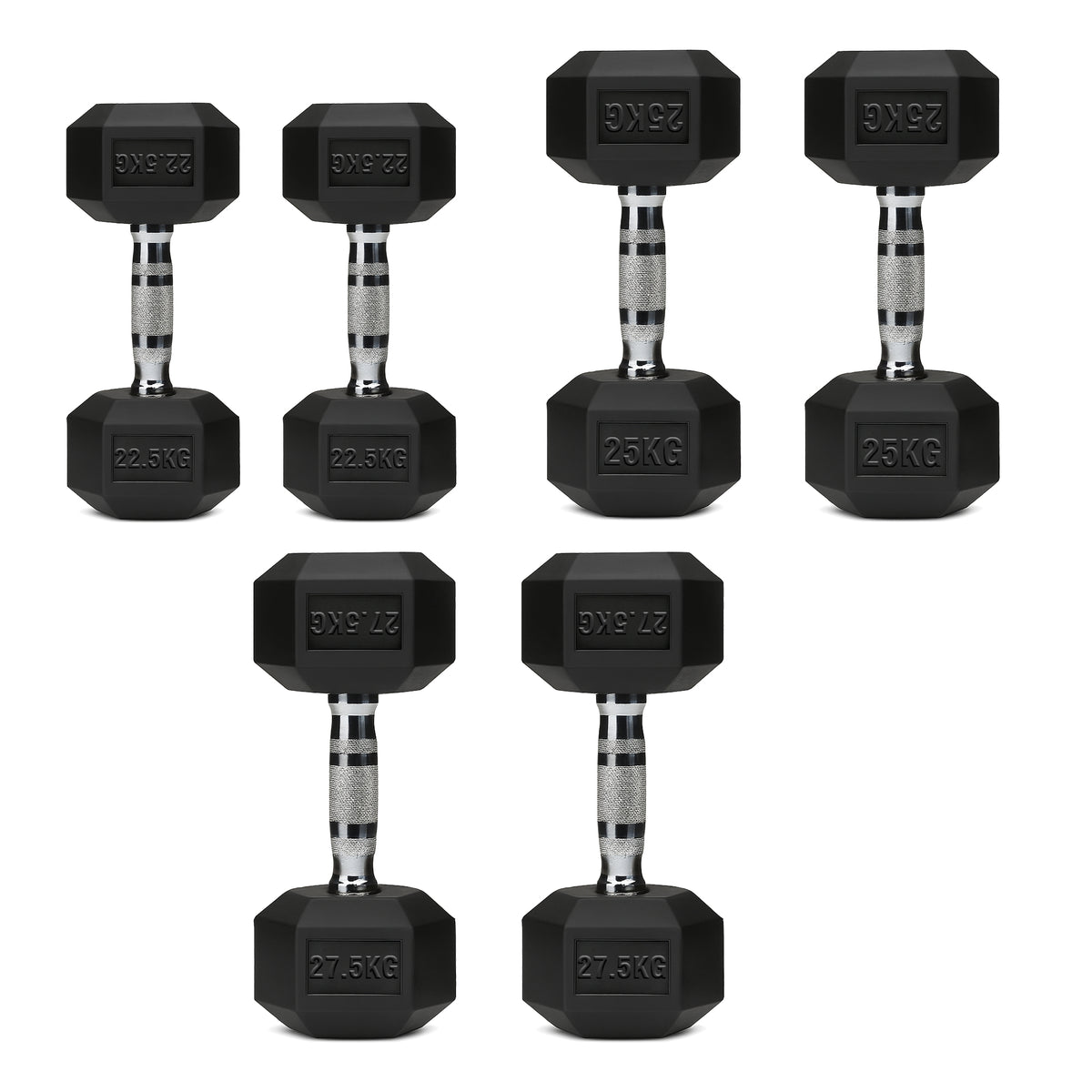 Set of hex dumbbell pairs