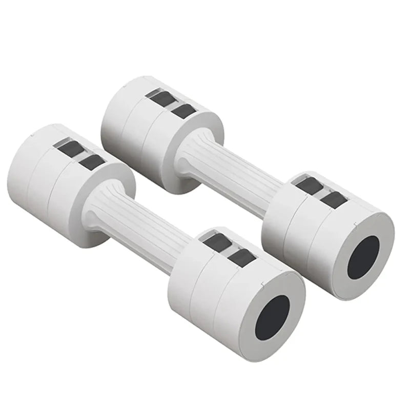 Pair of light-coloured adjustable dumbbells