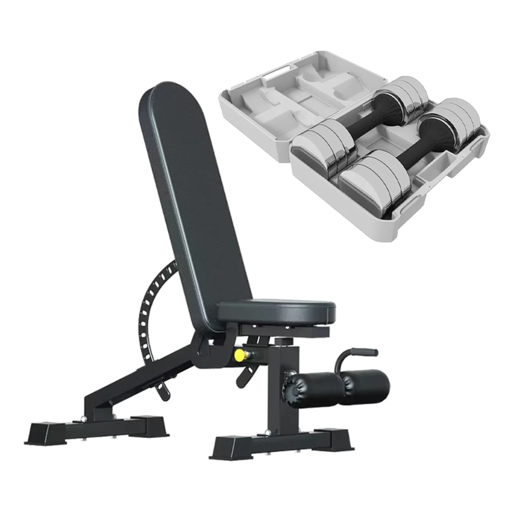 Adjustable dumbbell case set and weight bench