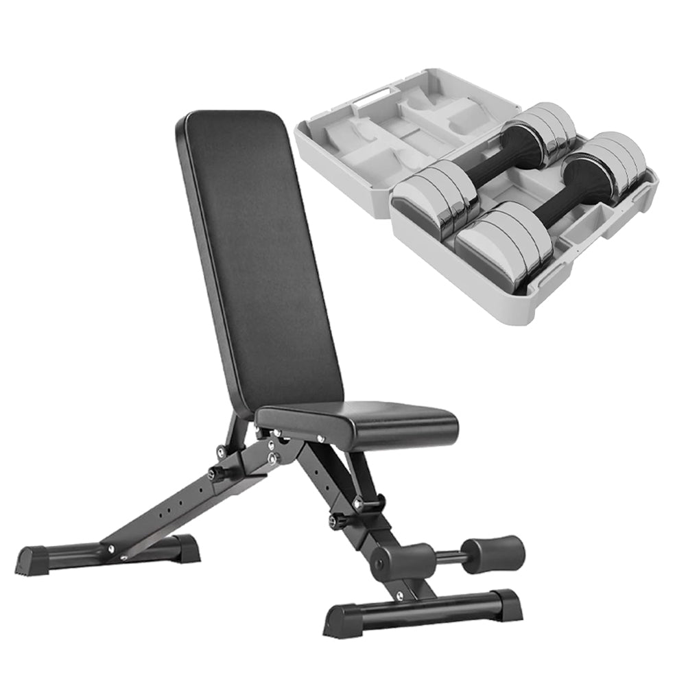 Adjustable dumbbell case set and weight bench