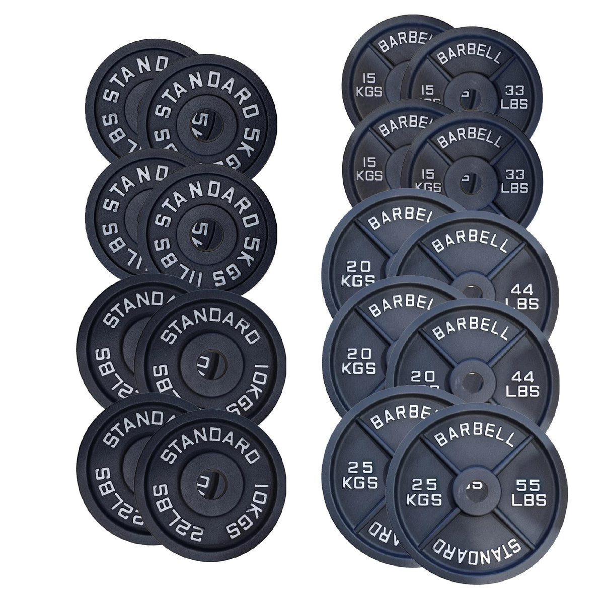Set of cast iron weight plates