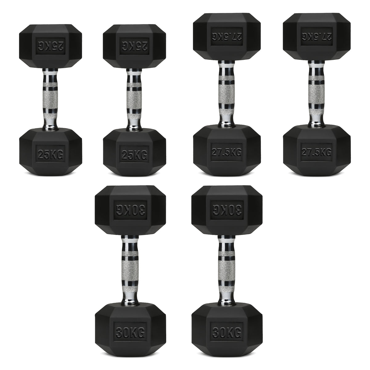 Set of hex dumbbell pairs