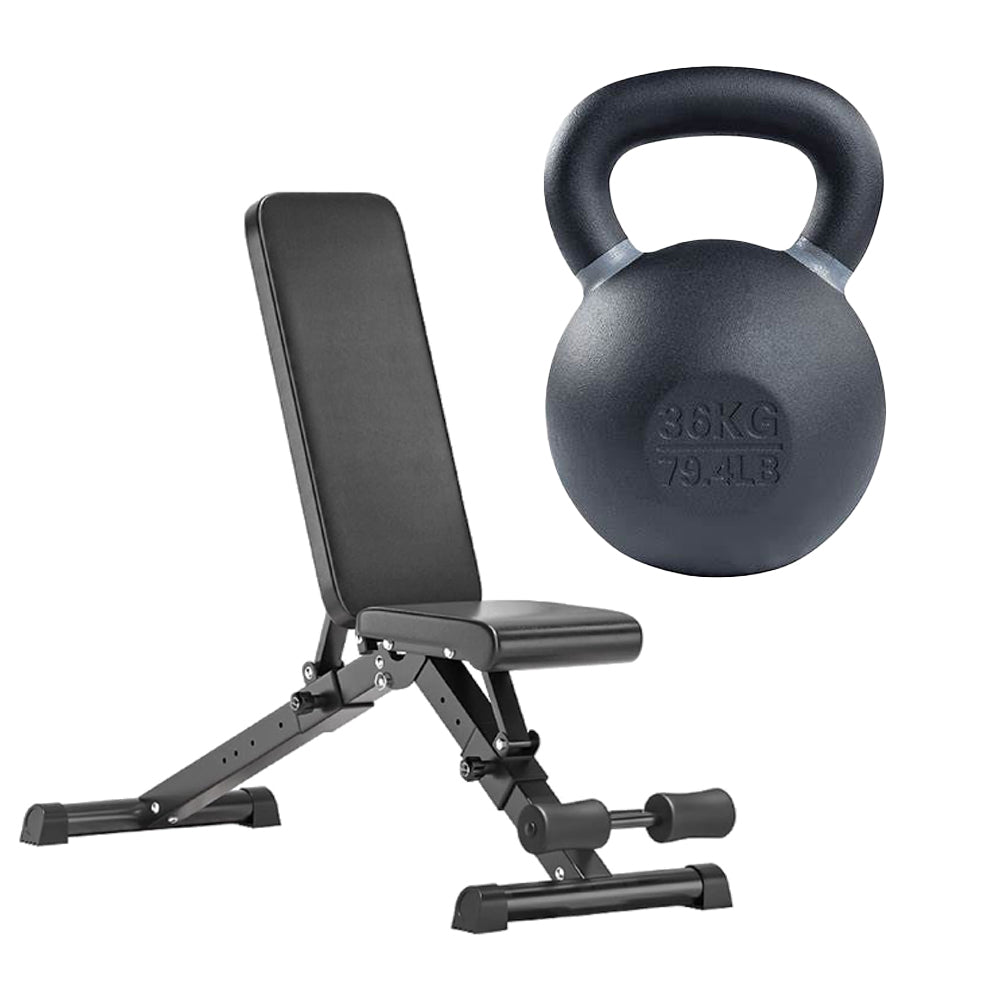 Kettlebell and adjustable weight bench